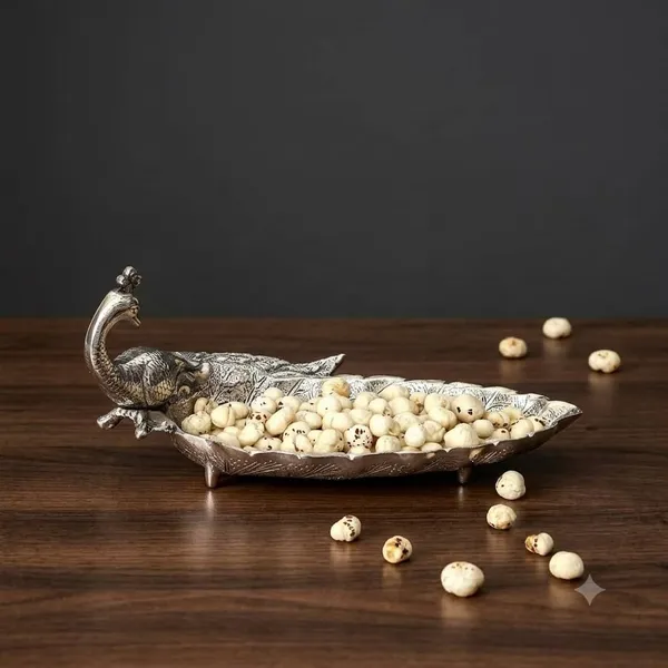 German_Silver_Antique_Peacock_Leaf_Serving_Platter