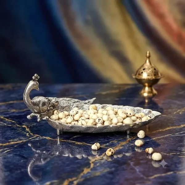 German_Silver_Antique_Peacock_Leaf_Serving_Platter