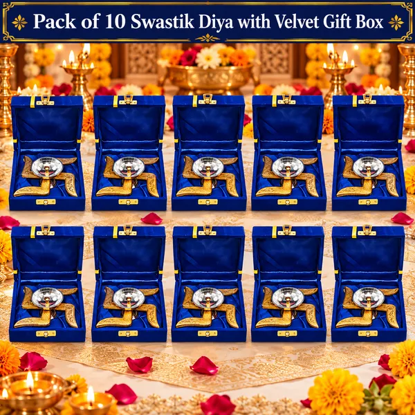 Diwali_Corporate_Gift_Swastik_Diya_with_Velvet_Gift_Box_Pack_of_10