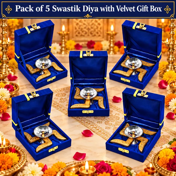 Diwali_Corporate_Gift_Swastik_Diya_with_Velvet_Gift_Box_Pack_of_5