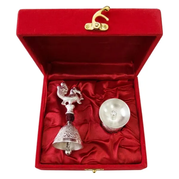 German_Silver_Rudraksh_Peacock_Bell_and_Diya_Set_with_Premium_Velvet_Gift_Box