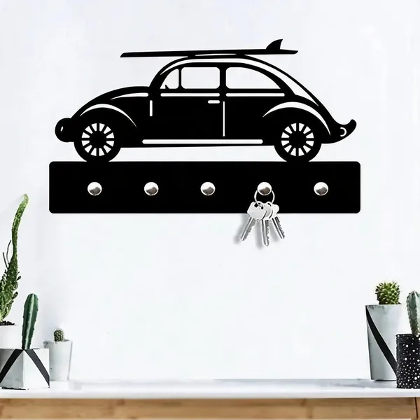 Mdf_Vintage_Car_Silhouette_Wall_Mounted_Key_Holder