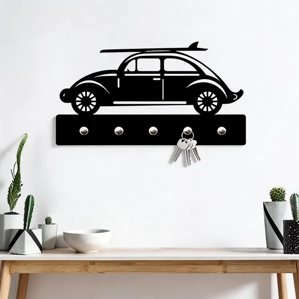 Mdf_Vintage_Car_Silhouette_Wall_Mounted_Key_Holder