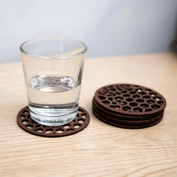 Mdf_Geometric_Honeycomb_Pattern_Coaster_Set