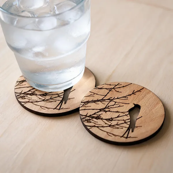 Mdf_Nature_Bird_Branch_Print_Coaster_Set