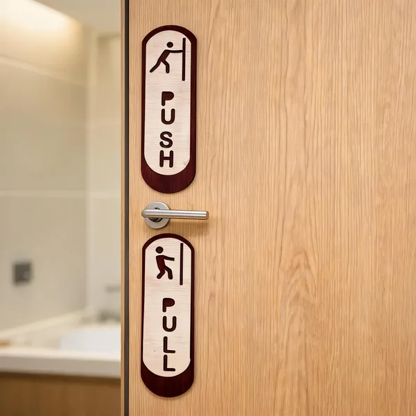 Mdf_Rustic_Push_Pull_Bathroom_Sign_Set