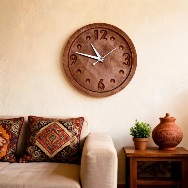 Mdf_Rustic_Round_Analogue_Wall_Clock