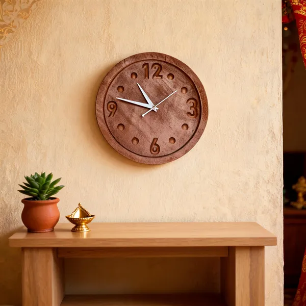 Mdf_Rustic_Round_Analogue_Wall_Clock
