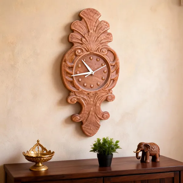 Stone_Vintage_Ornate_Carved_Analogue_Wall_Clock