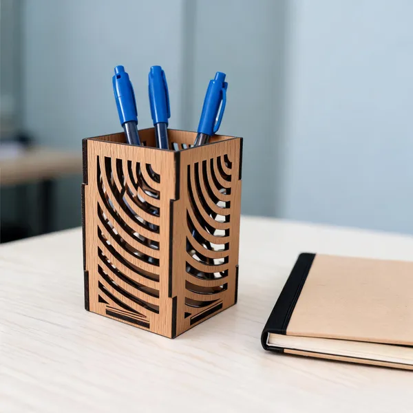 Mdf_Laser_Cut_Decorative_Carved_Pen_Holder