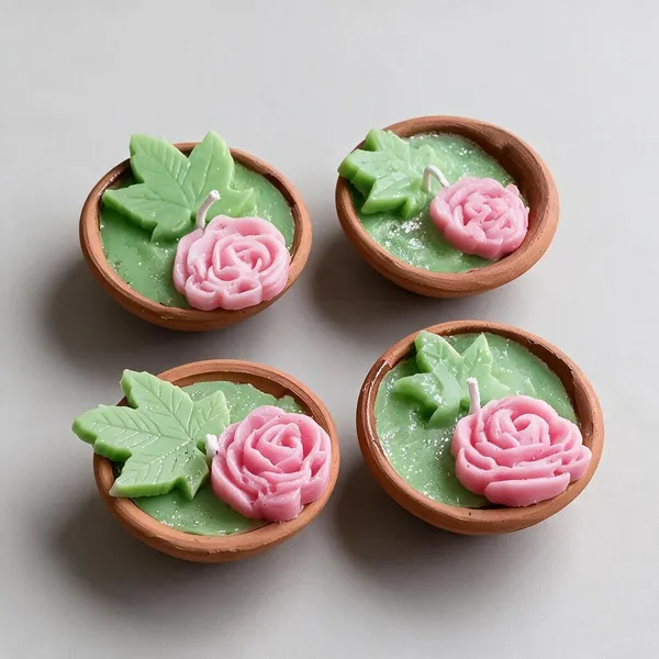 Terracotta_Festive_Floral_Rose_Leaf_Scented_Diya__Set_Of_4