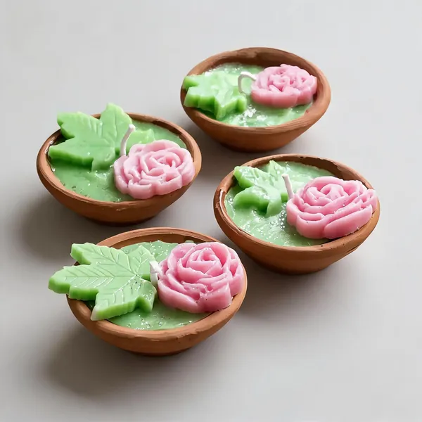 Terracotta_Festive_Floral_Rose_Leaf_Scented_Diya__Set_Of_4