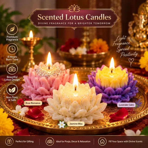 Wax_Festive_Multicolour_Lotus_Flower_Scented_Candle_Set