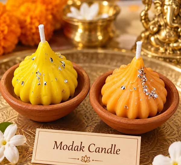 Wax_Festive_Modak_Shaped_Yellow_Orange_Scented_Candle_Set_Of_4