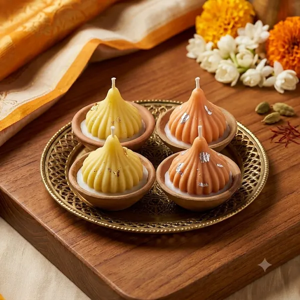 Wax_Festive_Modak_Shaped_Yellow_Orange_Scented_Candle_Set_Of_4