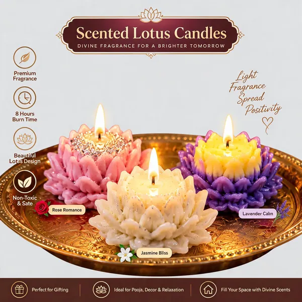 Wax_Festive_Multicolour_Lotus_Flower_Scented_Candle_Set