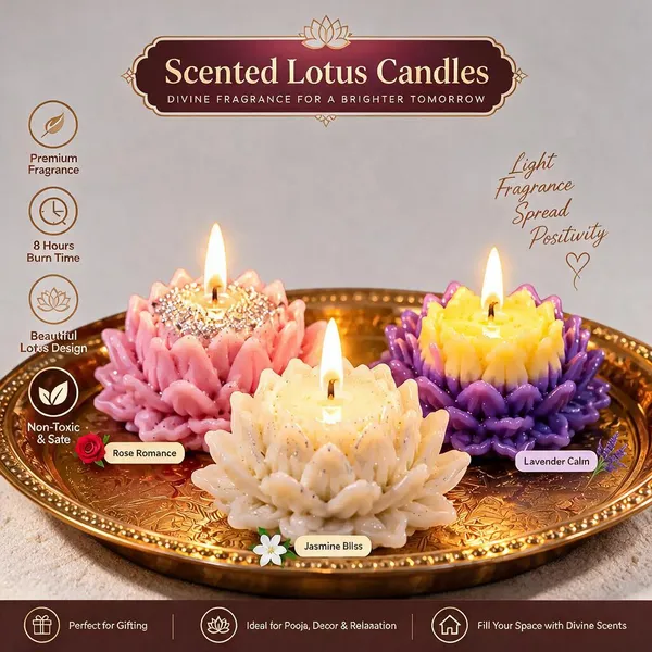 Wax_Festive_Multicolour_Lotus_Flower_Scented_Candle_Set