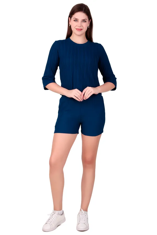 Navy_Blue_100%_Polyester_Top_Bottom_Set_For_Women