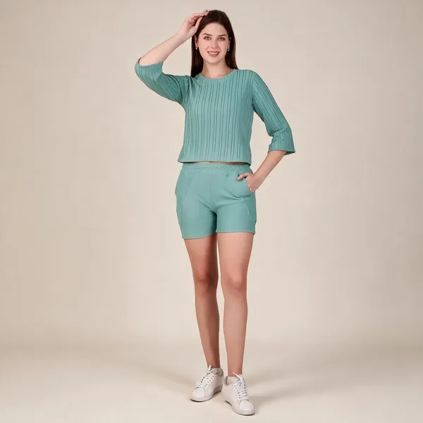 Sea_Green_100%_Polyester_Top_Bottom_Set_For_Women
