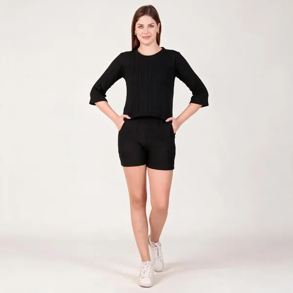 Black_100%_Polyester_Top_Bottom_Set_For_Women