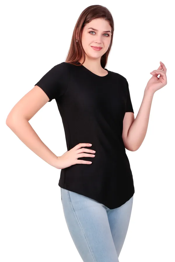 Black_100%_Polyester_T-Shirt_For_Women