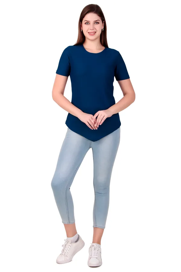 Blue_100%_Polyester_T-Shirt_For_Women