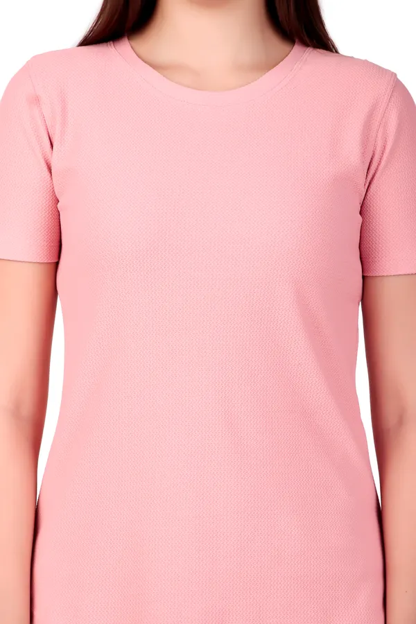 Pink_100%_Polyester_T-Shirt_For_Women