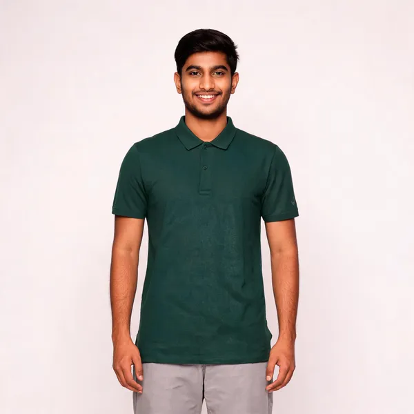 Dark_Green_Cotton-Polyester_Regular_Fit_Polo_T-Shirt_For_Men