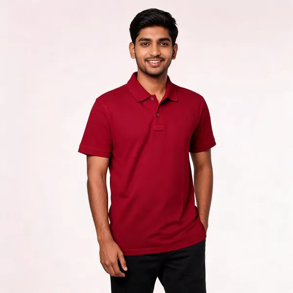 Maroon_Cotton-Polyester_Regular_Fit_Polo_T-Shirt_For_Men
