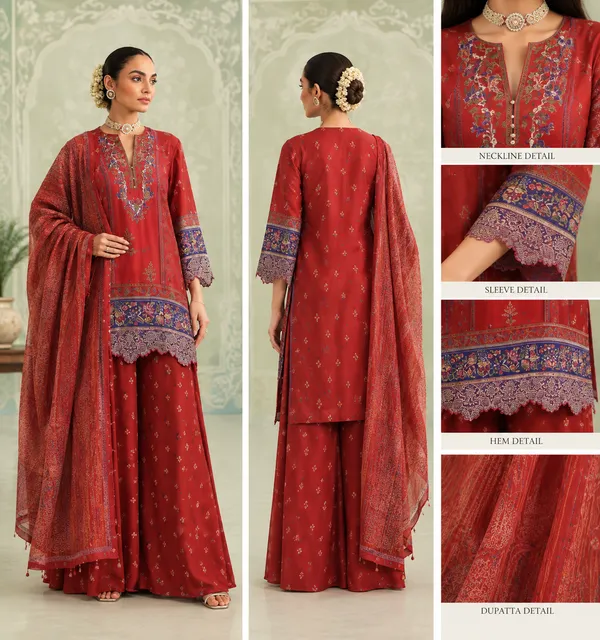 Red_Crepe_Kurta_Palazzo_Set_Unstitched_For_Women