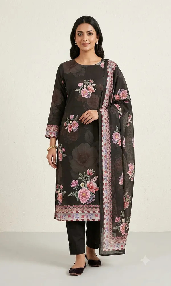Black_Crepe_Unstitched_Kurta_Set_Material_For_Women