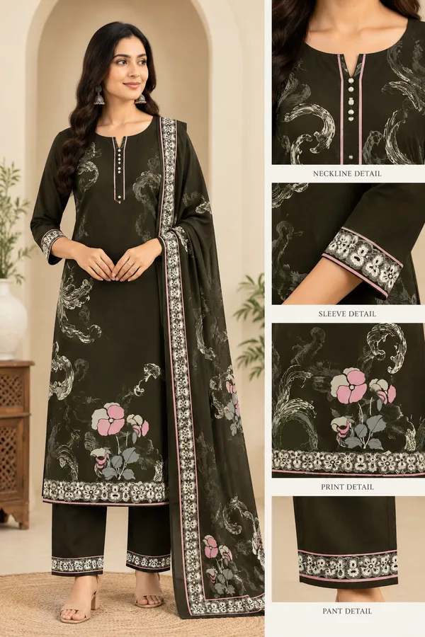 Olive_Crepe_Unstitched_Kurta_Set_Material_For_Women