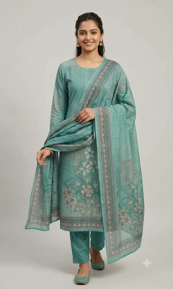 Teal_Lawn_Cotton_Unstitched_Kurta_Set_Material_For_Women
