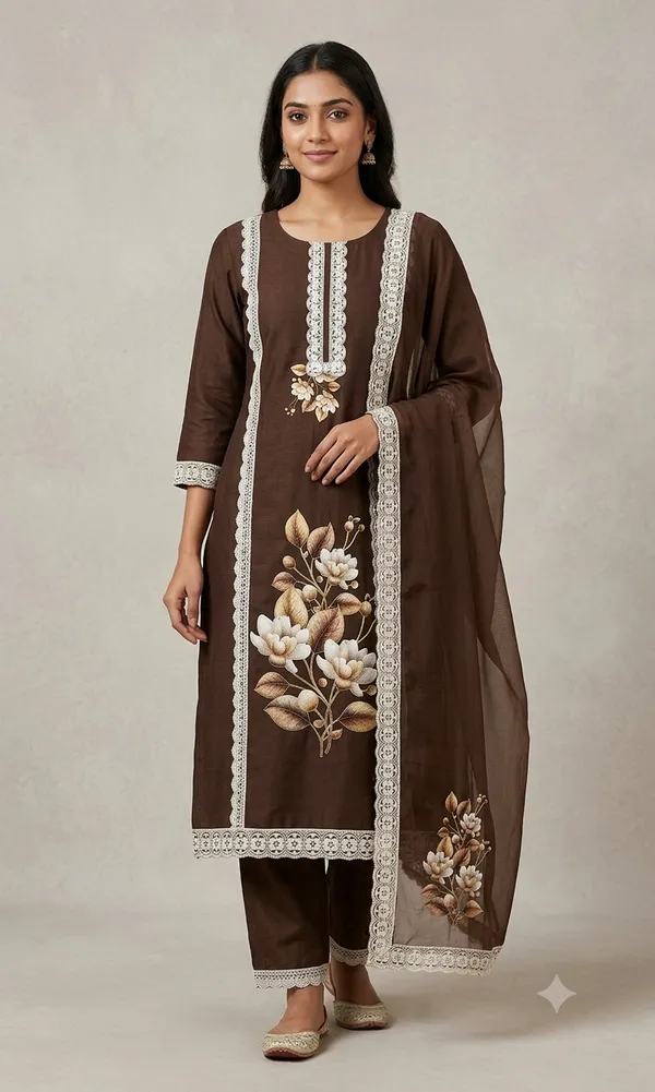 Brown_Lawn_Cotton_Unstitched_Kurta_Set_Material_For_Women