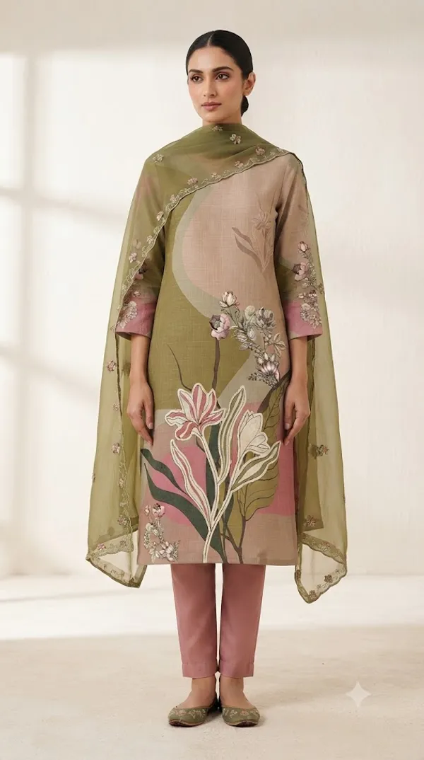 Olive_Crepe_Unstitched_Kurta_Set_Material_For_Women