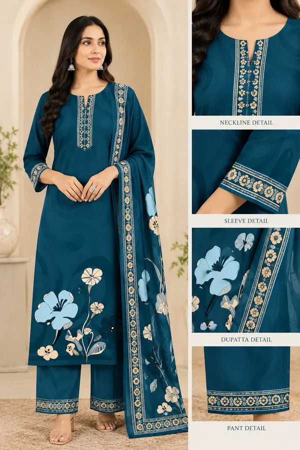 Teal_Crepe_Unstitched_Kurta_Set_Material_For_Women