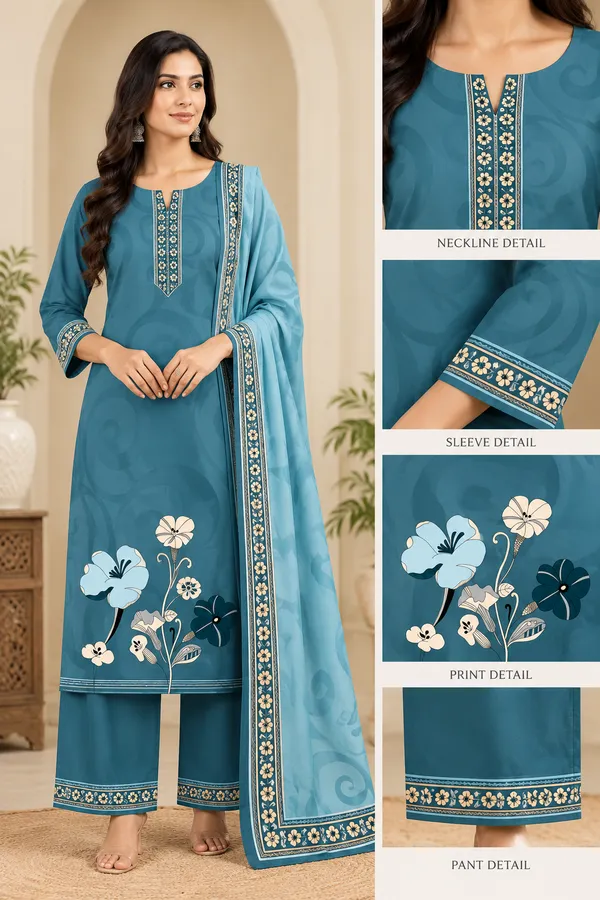 Teal_Crepe_Unstitched_Kurta_Set_Material_For_Women