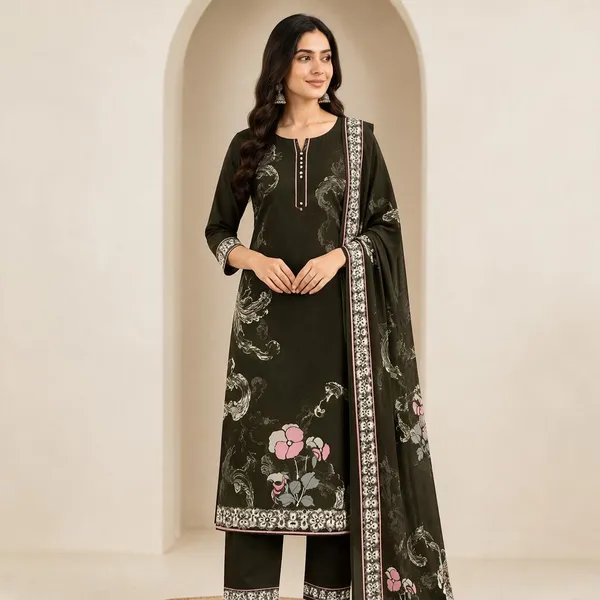 Olive_Crepe_Unstitched_Kurta_Set_Material_For_Women