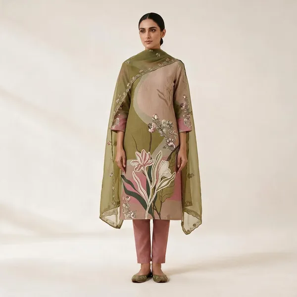 Olive_Crepe_Unstitched_Kurta_Set_Material_For_Women