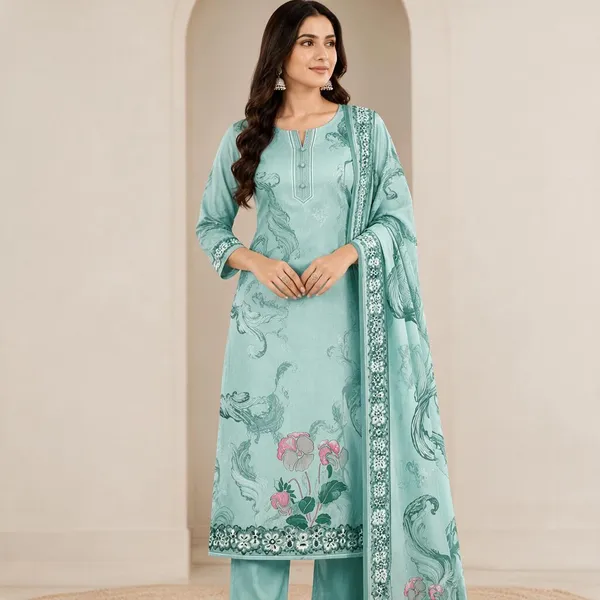 Mint_Green_Lawn_Cotton_Unstitched_Kurta_Set_Material_For_Women