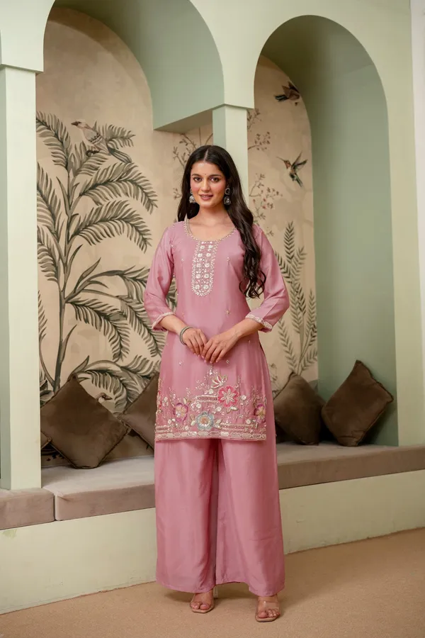 Lavender_Premium_Chinon_Kurta_Sharara_Set