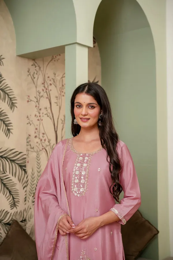 Lavender_Premium_Chinon_Kurta_Sharara_Set