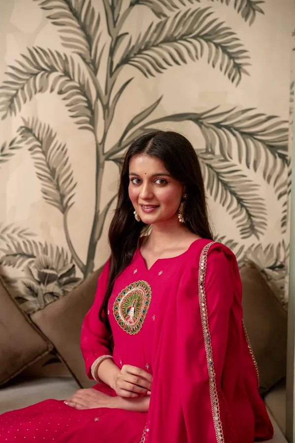 Raspberry_Pink_Premium_Mul_Chanderi_Kurta_Pant_Set