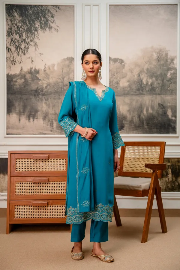 Rama_Green_Premium_Mul_Chanderi_Kurta_Pant_Set