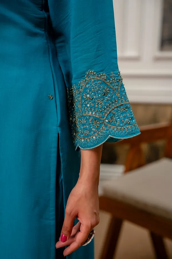 Rama_Green_Premium_Mul_Chanderi_Kurta_Pant_Set