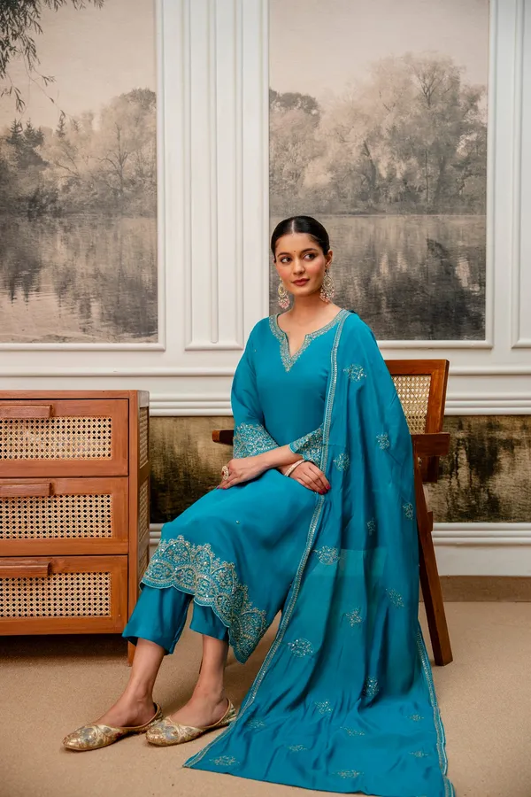 Rama_Green_Premium_Mul_Chanderi_Kurta_Pant_Set