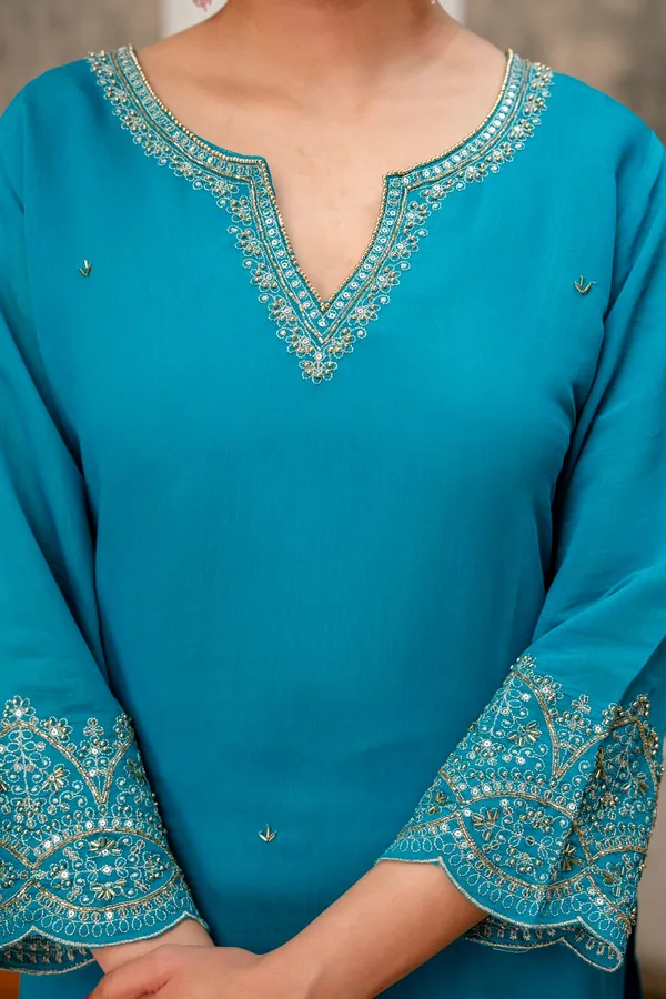 Rama_Green_Premium_Mul_Chanderi_Kurta_Pant_Set