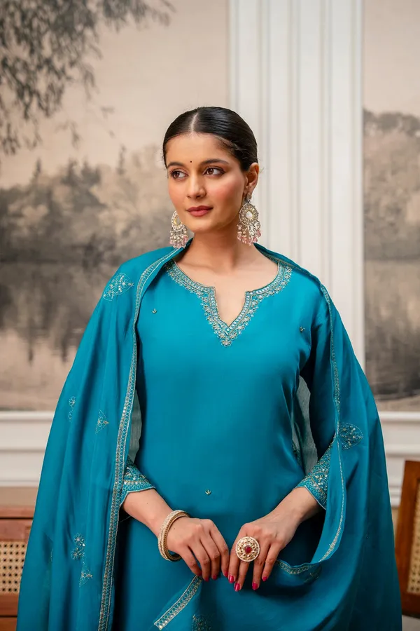 Rama_Green_Premium_Mul_Chanderi_Kurta_Pant_Set