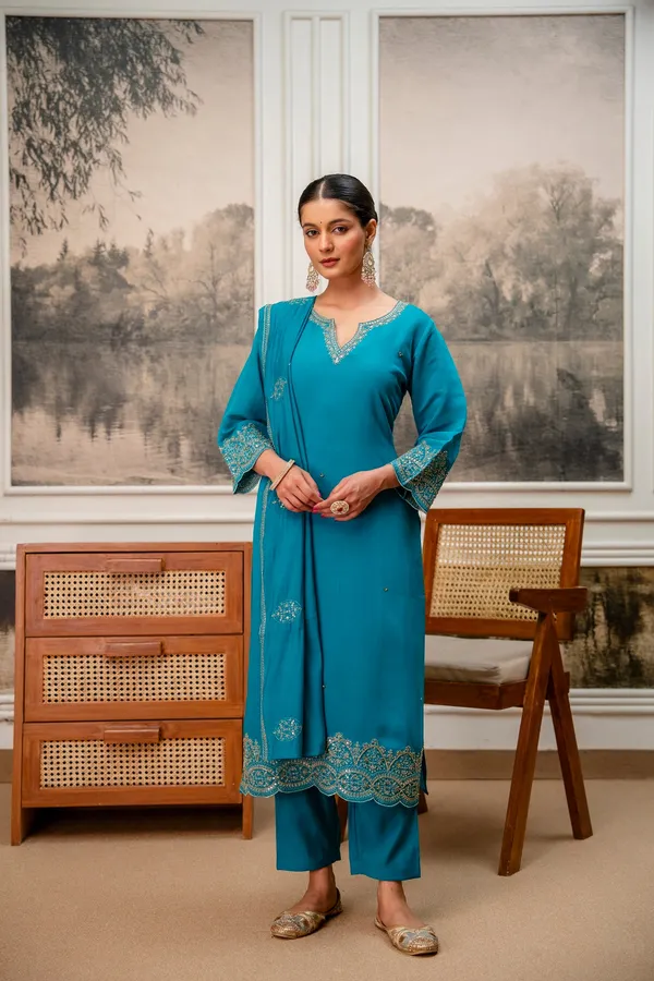 Rama_Green_Premium_Mul_Chanderi_Kurta_Pant_Set