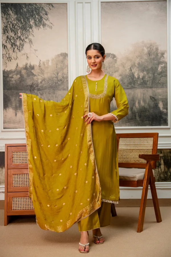 Goldenrod_Premium_Tissue_Simar_Kurta_Pant_Set